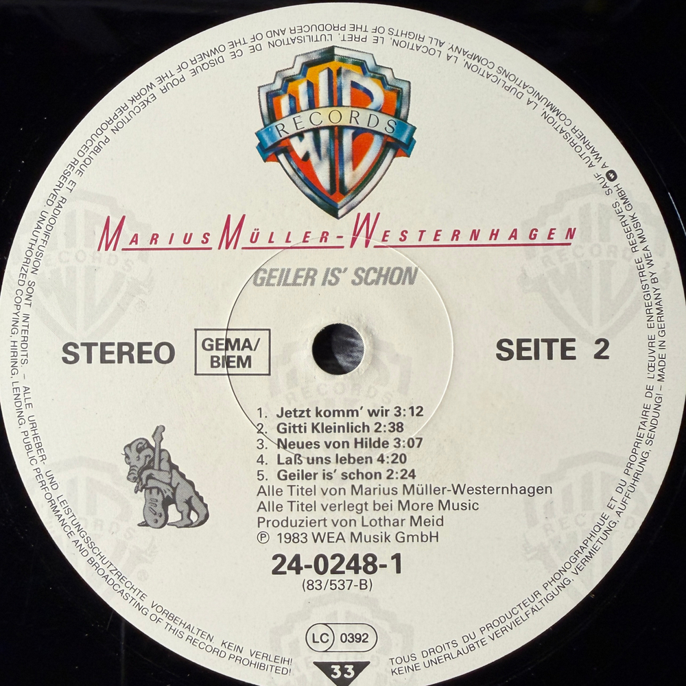 Marius Müller-Westernhagen – Geiler Is' Schon (Германия 1983г.)