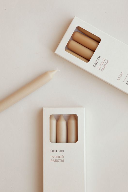 Свеча столовая КОЛОННА, набор 4 шт, 25 см / Aromateplo