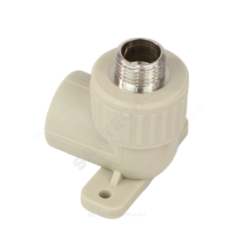 Угольник PP-R комбинированный серый Дн 20х1/2" НР с креплением VALFEX 10121020Г