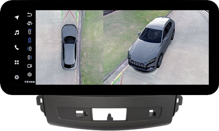 Магнитола для Mitsubishi Outlander XL, Peugeot 4007, Citroen C-Crosser (Rockford, рамка перфорированная) - Teyes LUX ONE 360 монитор 12.3" 2K QLED на Android 10, Быстрая, CarPlay, 4G SIM-слот, 4 камеры в комплекте