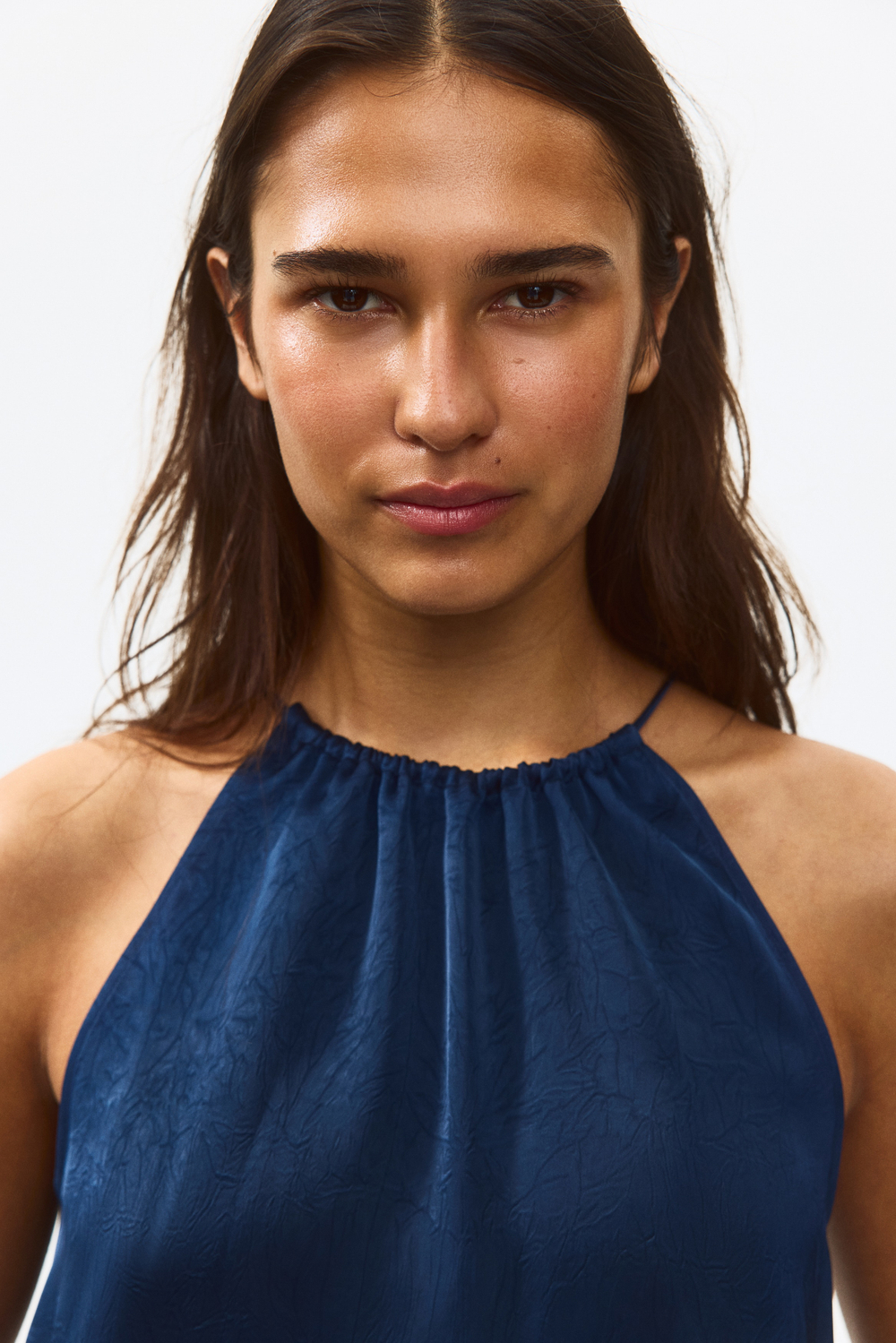 Жатый атласный топ - H&M