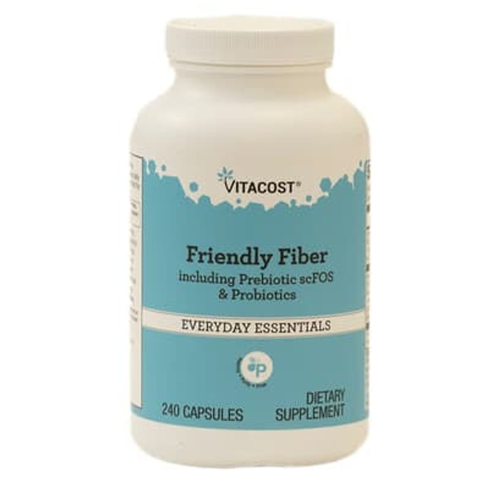 Vitacost, Friendly Fiber Including Prebiotic scFOS &amp; Probiotics, 240 Capsules