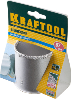 KRAFTOOL 67 мм, L 55 мм, карбид вольфрама, коронка кольцевая (33401-67)
