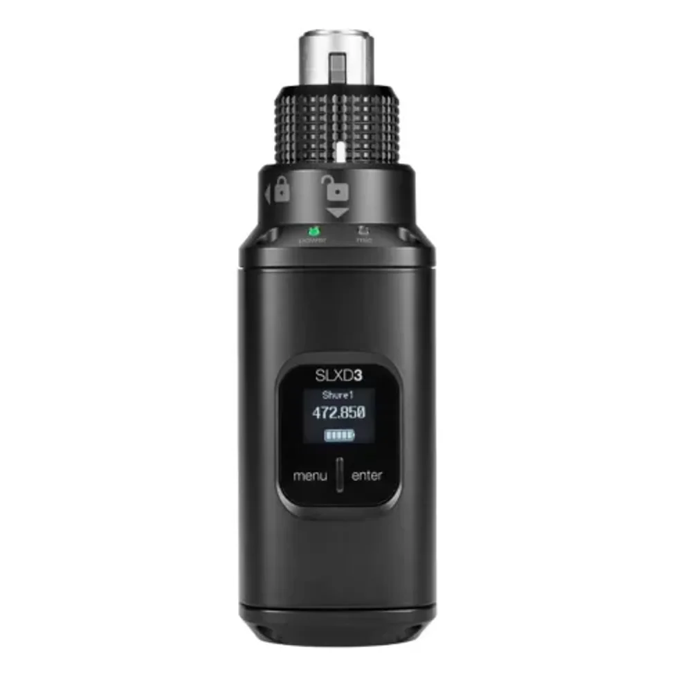 Shure SLXD3 — цифровой plug-on передатчик (XLR, фантомное питание 12/48 В)