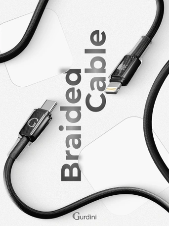 Кабель Type-C to Lightning Gurdini Braided Data Cable 9V/3A 30W 1m черный