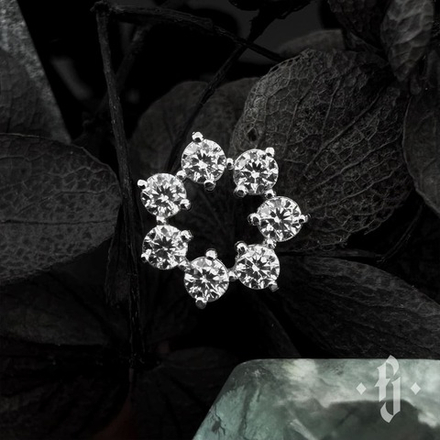 Накрутка "Dandelion" - Белое золото - White CZ