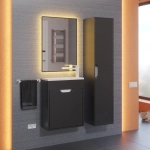 Тумба с раковиной для ванной Uperwood Modul 50 см, подвесная, матовая, черная