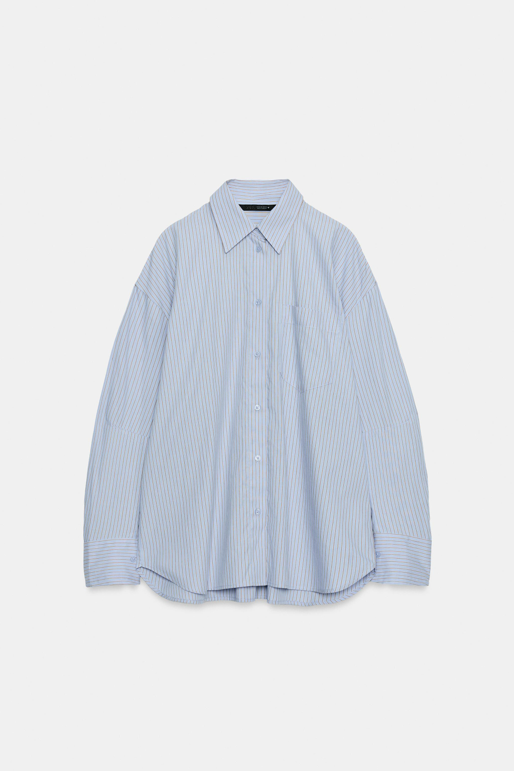 РУБАШКА ОВЕРСАЙЗ В ПОЛОСКУ С КАРМАНОМ — ZARA