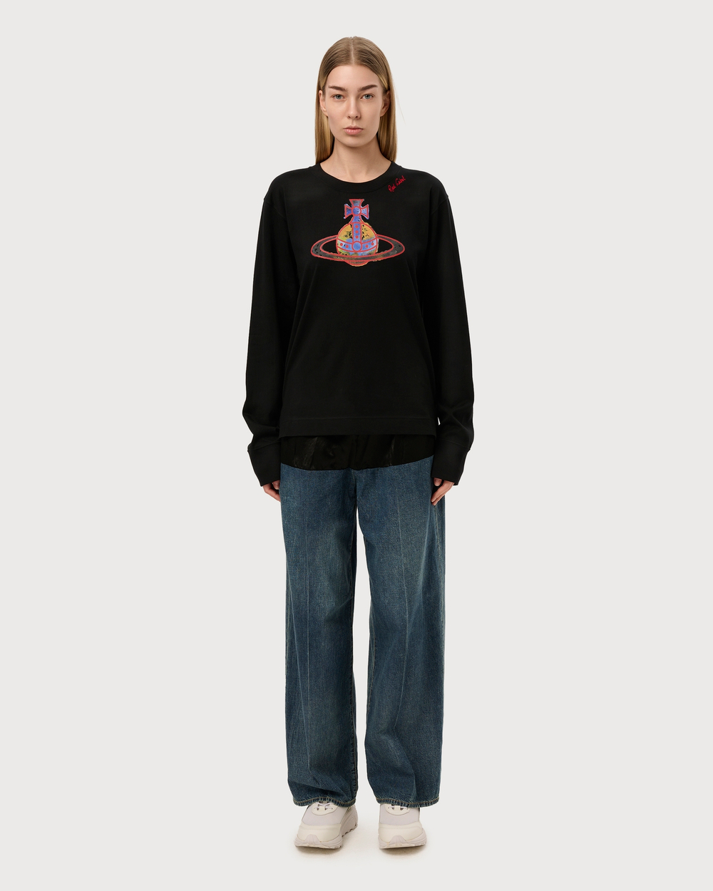 VIVIENNE WESTWOOD RED LABEL ЛОНГСЛИВ ЧЕРНЫЙ С ПРИНТОМ ВИДЕ ЛОГОТИПА БРЕНДА