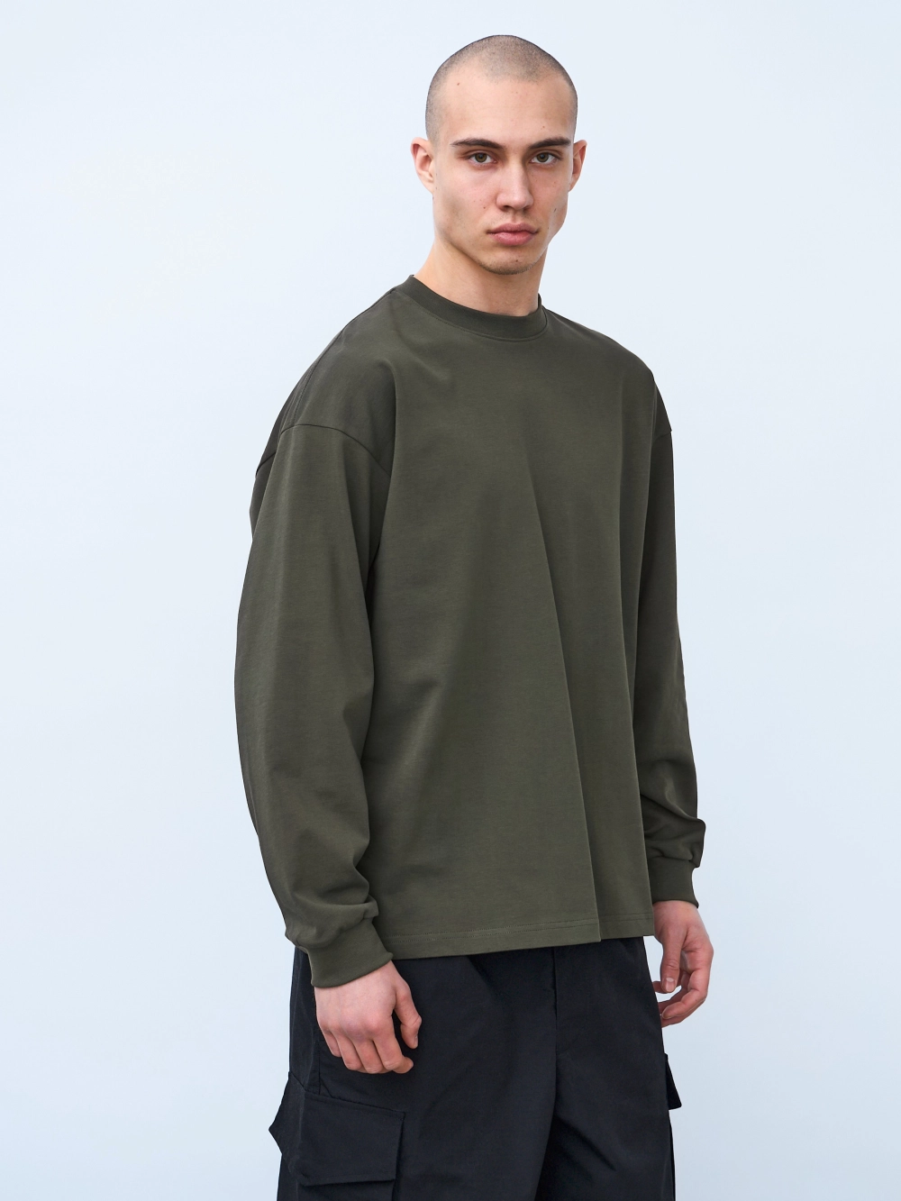 Лонгслив оверсайз (хаки) 230 г