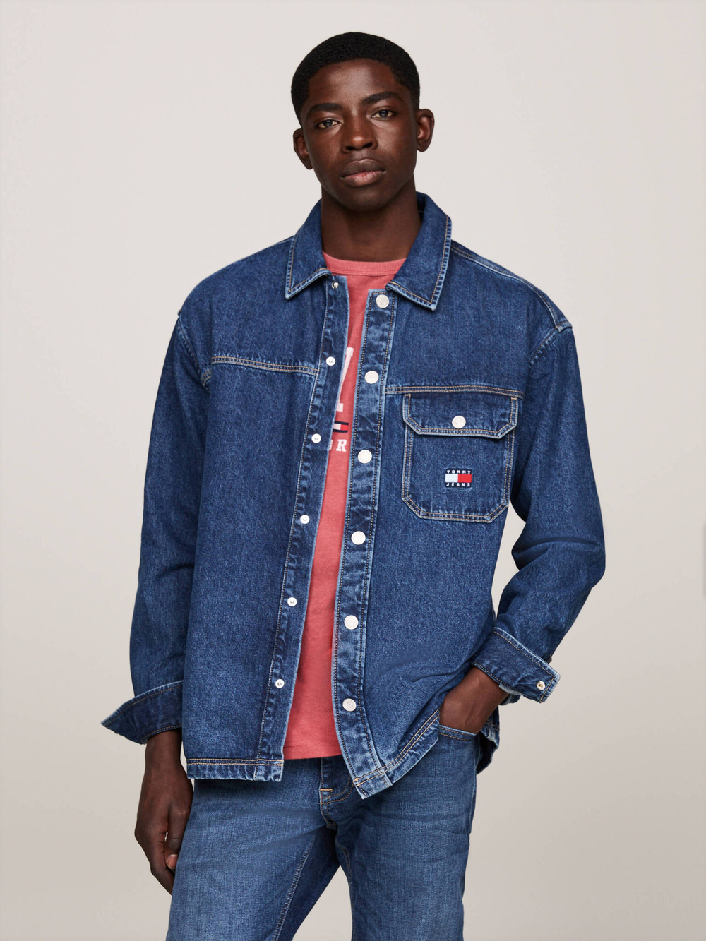 Джинсовая рубашка Tommy Jeans - голубой(DM0DM18328)