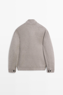 Massimo Dutti Куртка с высоким воротником из двойной шерстяной ткани, норка