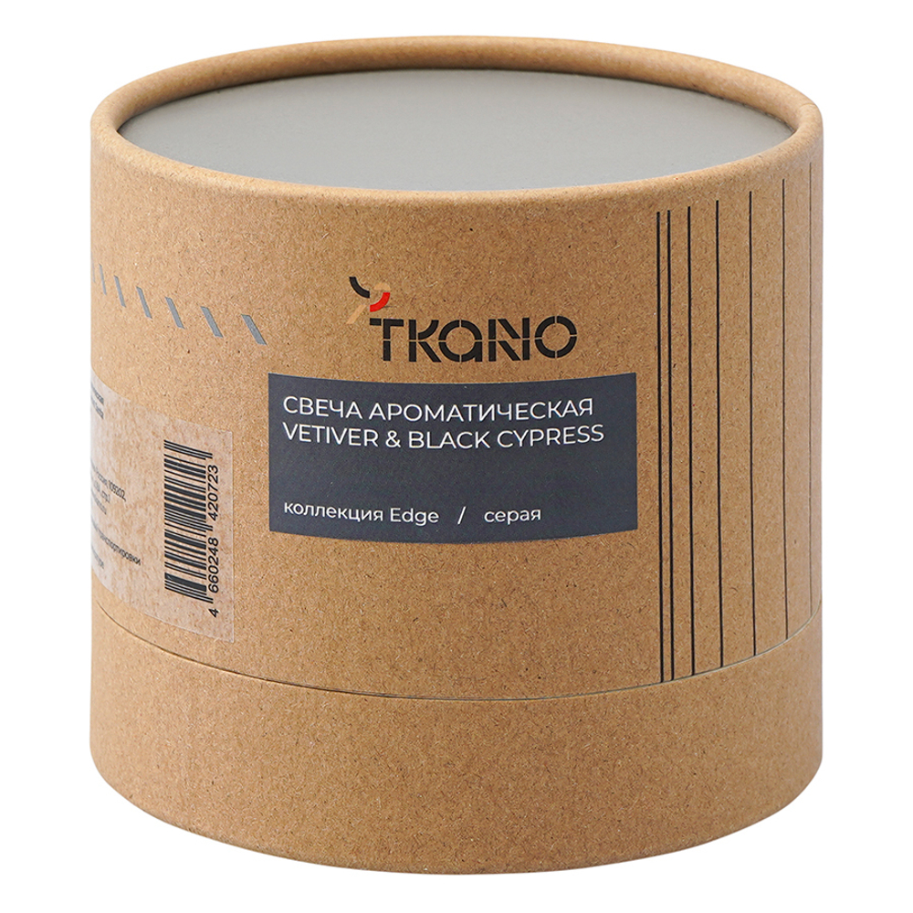 Свеча ароматическая Tkano Edge Vetiver & Black Cypress серая 60ч
