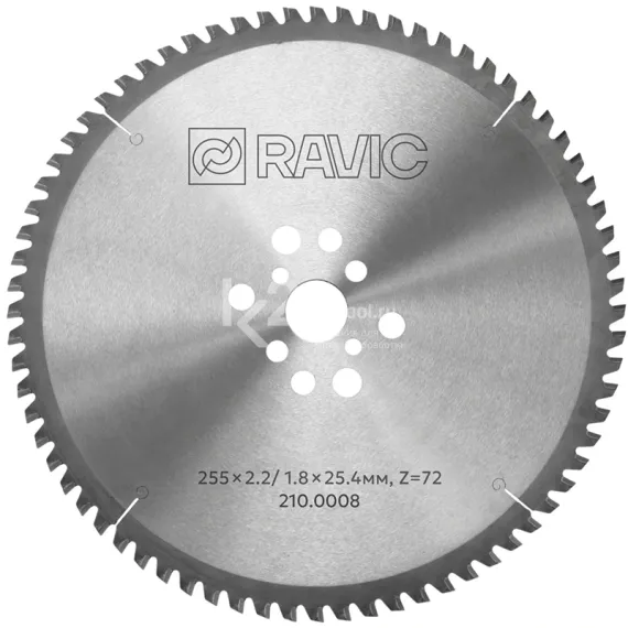 Диск пильный TCT по стали и сэндвич-панелям Ravic, 255×25,4 мм, Z=72, арт. 210.0008