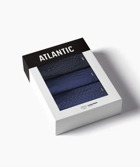 Мужские трусы (3шт) слипы спорт Atlantic 3MP-198, хлопок, темно-синий + голубой + темно-голубой