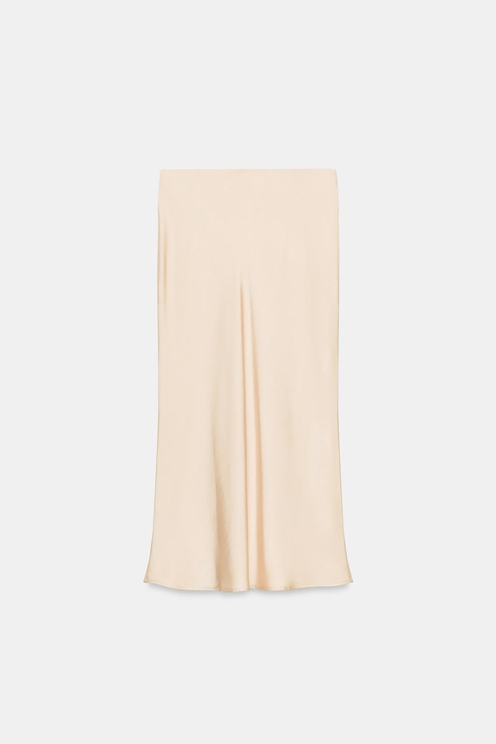ZARA АТЛАСНАЯ ЮБКА МИДИ С УЗЛОМ, ЭКРЮ