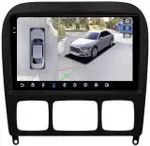 Магнитола для Mercedes-Benz S W220 1998-2005 (рамка черная) - FarCar BX220M-360 монитор 9.5" 2K QLED на Android 13, Быстрая, CarPlay, 4G SIM-слот, 4 камеры в комплекте