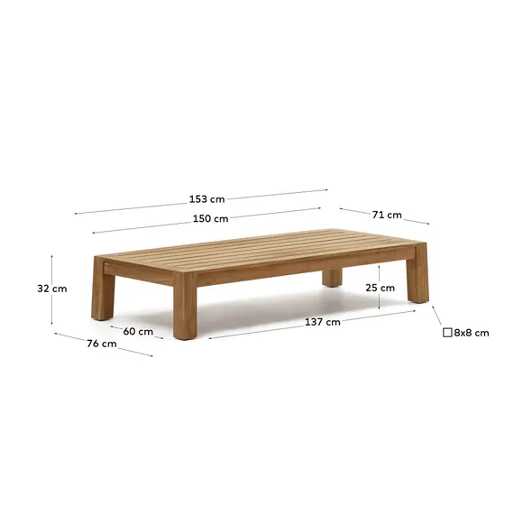 Уличный журнальный столик Forcanera из массива тика 150x71 см