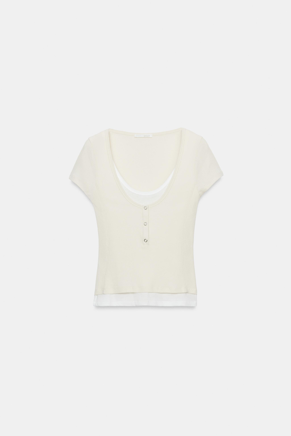ZARA ФУТБОЛКА С ЭФФЕКТОМ МНОГОСЛОЙНОСТИ, ЭКРЮ