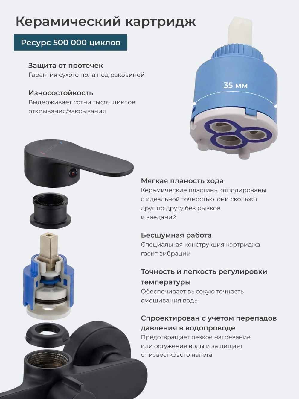 Смеситель для ванны с душем с длинным изливом латунь
