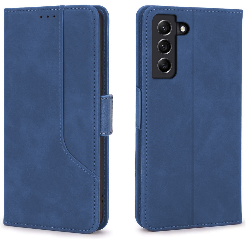 Стильный чехол-книжка из кожи для SAMSUNG GALAXY S21 FE с отделом для наличных, 3 слотами для карт и подставкой