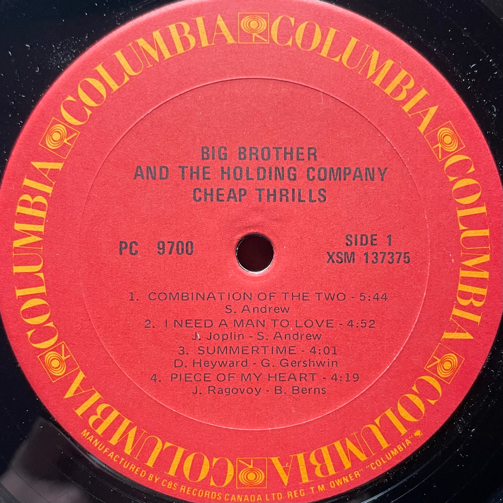Big Brother & The Holding Company ‎– Cheap Thrills (Канада)