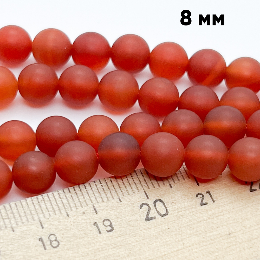 Сердолик матовый, диаметр 8-8,1 мм, цена за 23-24 шт (1/2 нити)