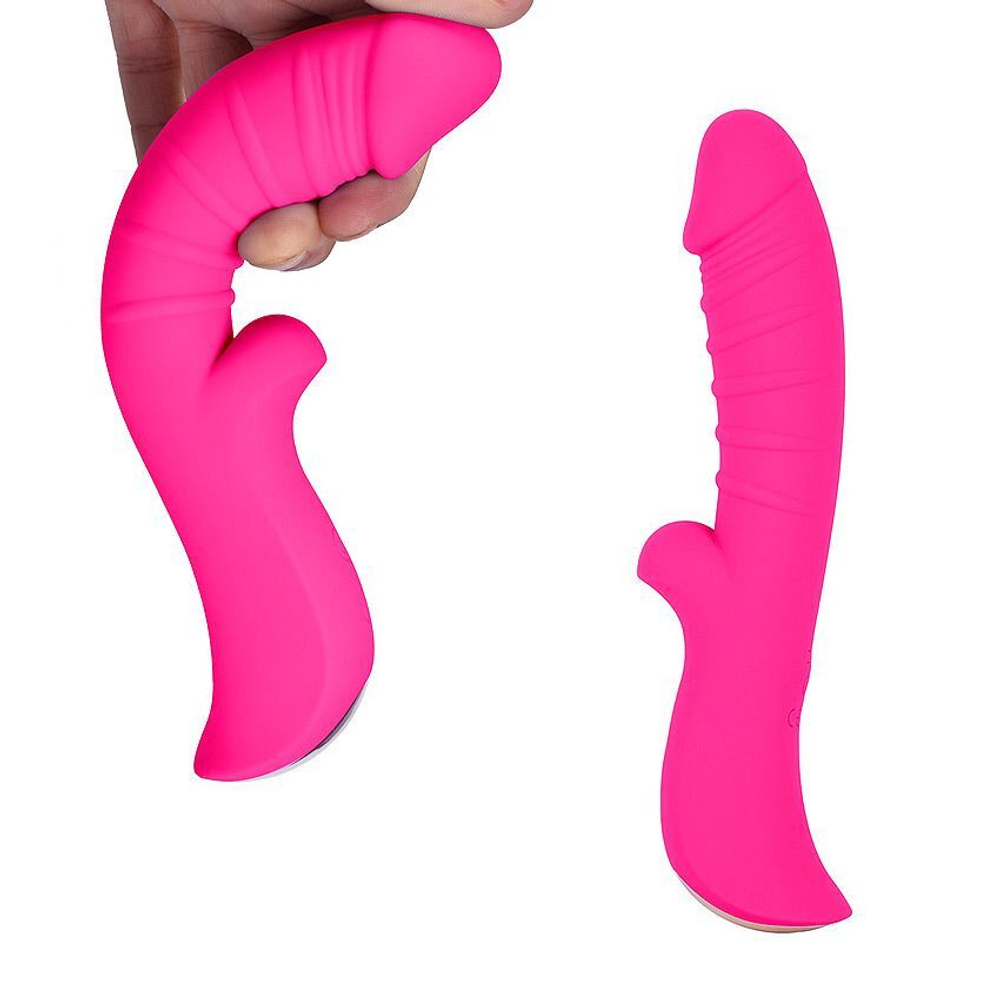 Ярко-розовый вибромассажер 5 Silicone Wild Passion - 19,1 см. (Цвет: ярко-розовый)