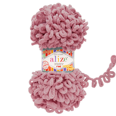 Пряжа Alize (Ализе) Puffy Fine / уп.5 мот. по 100 г, 14м, 295 розовый A