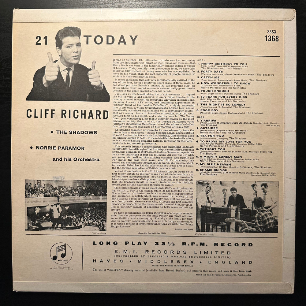 Cliff Richard - 21 Today (Англия 1961г.)