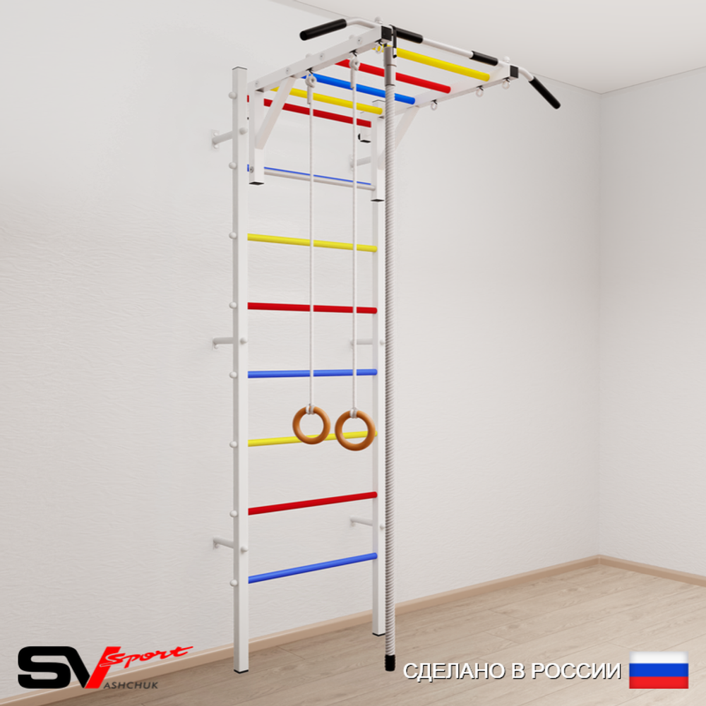 Шведская стенка Sv Sport усиленная 633 (Турник рукоход/Канат/Кольца)