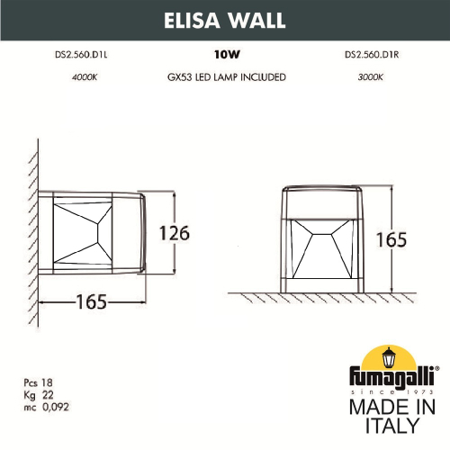 Уличный настенный светильник Fumagalli ELISA DS2.560.000.LXD1L