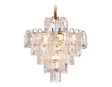 Подвесная люстра с хрусталем 12*Е27 TR5233/12 SGD/CL/FR золото/прозрачный/белый матовый Traditional Ambrella