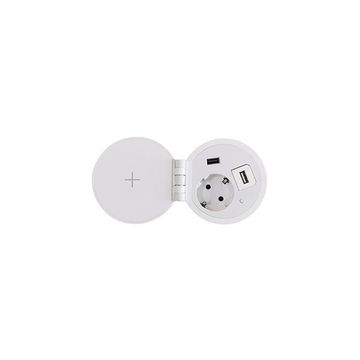 Блок розеток 51 (1 EURO + 2 USB-A + 1 USB-С + кабель-канал) Ø 80 мм, Белый