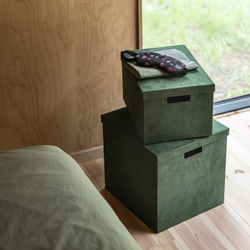 IKEA GJÄTTA  (ИКЕА ГЙЭТТА)  -  Коробка с крышкой - бархат тёмно-зелёный 25x35x20 см