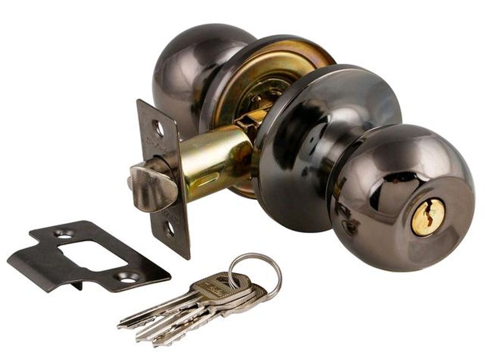 Защелка-Комплект  S-Locked 6072-01  BH круглая ключ/фиксатор НИКЕЛЬ ЧЕРНЫЙ /117299