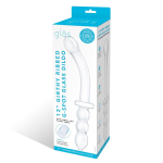 Прозрачный ребристый двусторонний стимулятор Ribbed G-Spot - 30 см. (Цвет: прозрачный)