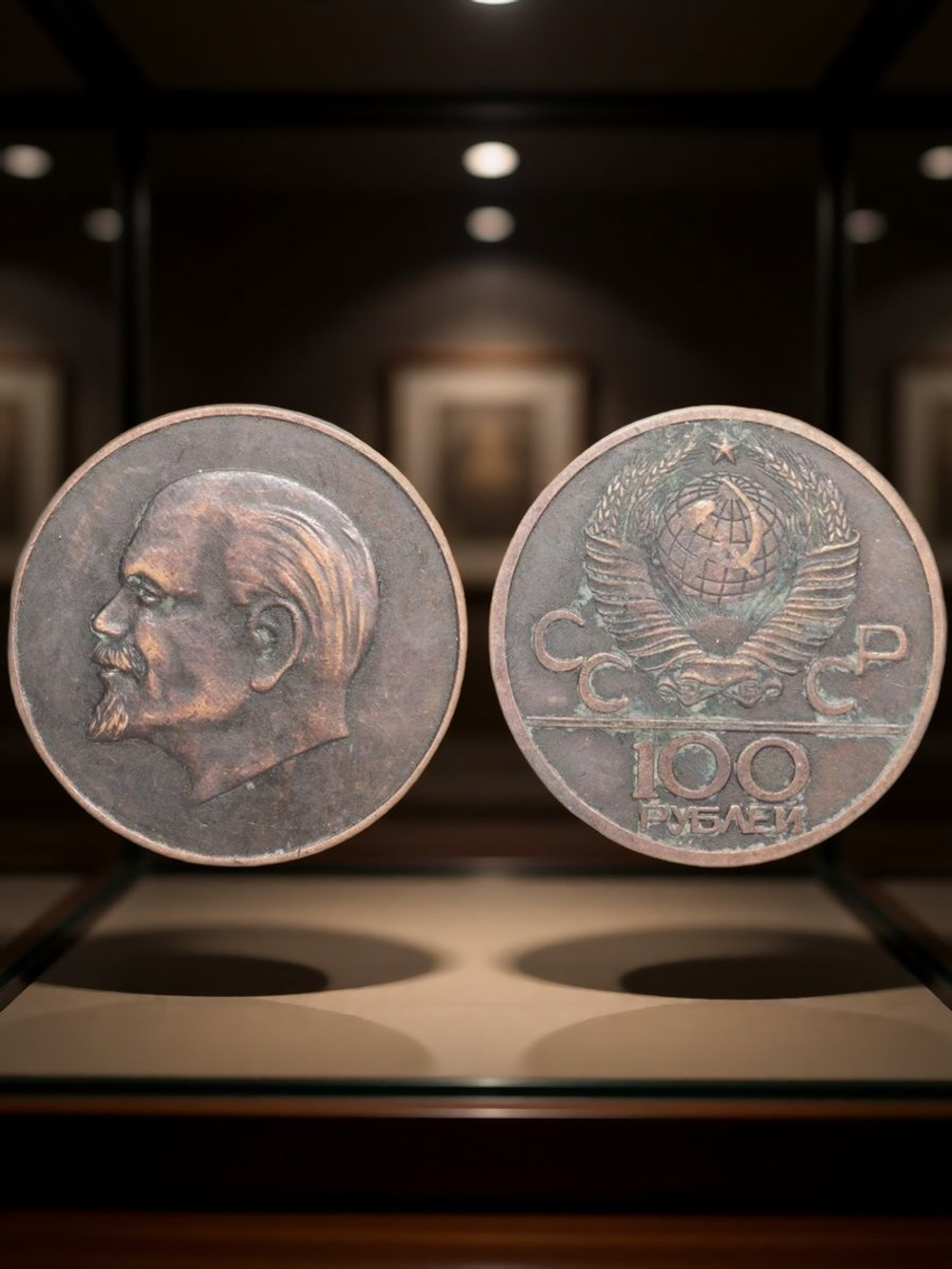 100 рублей СССР. Владимир Ильич Ленин. Пробный. Копия монеты медь патина