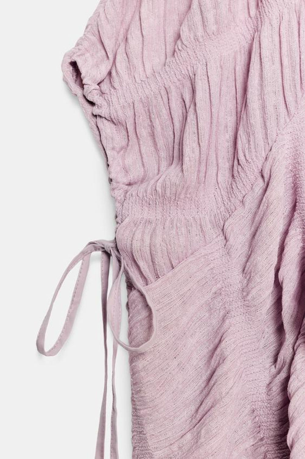 ZARA ФАКТУРНЫЙ ТОП С РУКАВАМИ-НАКИДКАМИ, СИРЕНЕВЫЙ