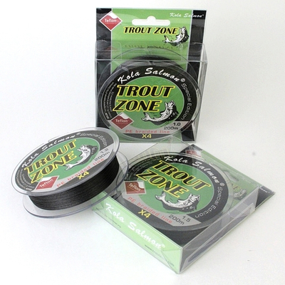 KOLA SALMON Плетеный шнур TROUT ZONE Edition HYBRID 4x PE 200 m Grey