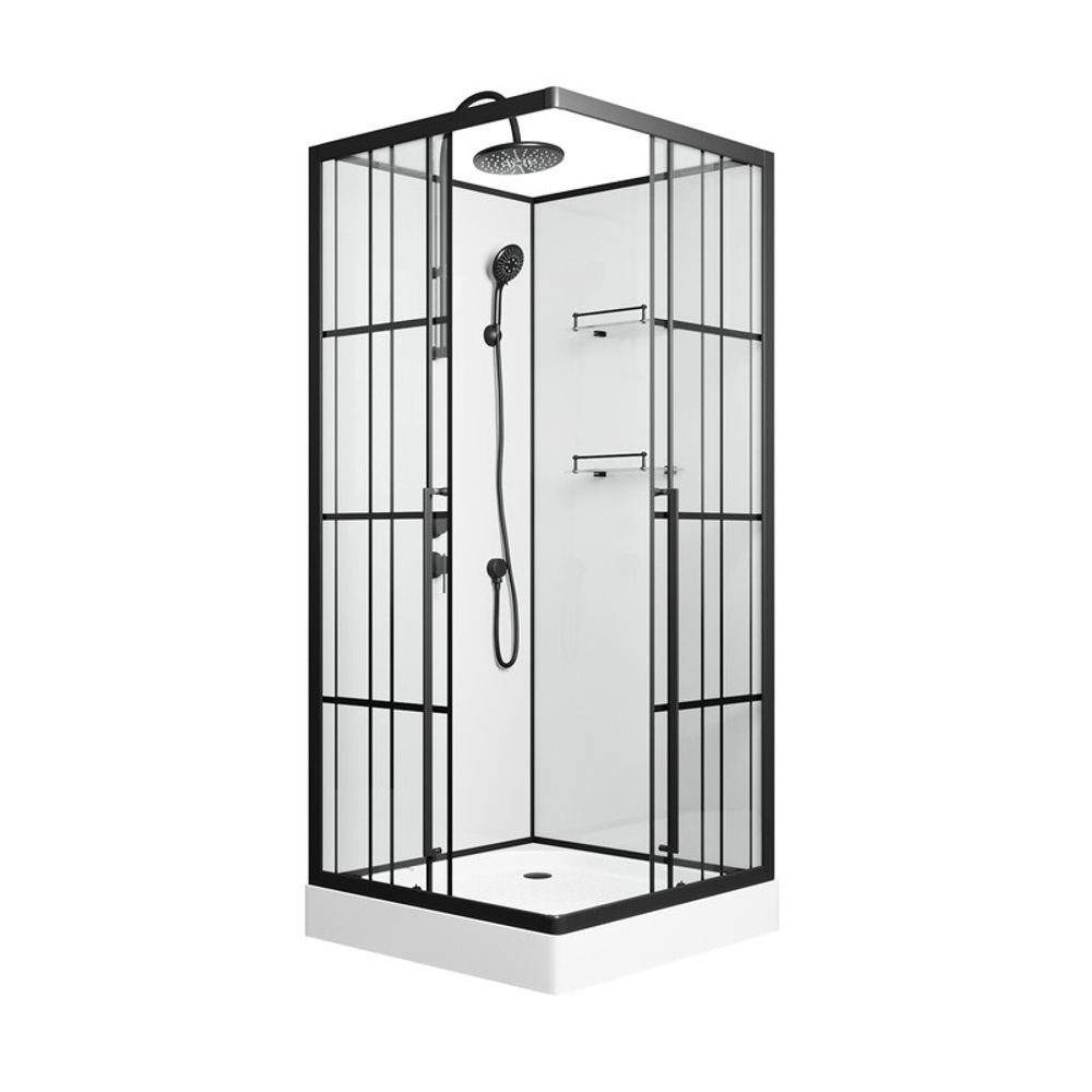 Душевая кабина Niagara Standart ST100/15QL/KL/BKT (100х100х225) низкий поддон(15см),черный,стекло прозрачное,3 места