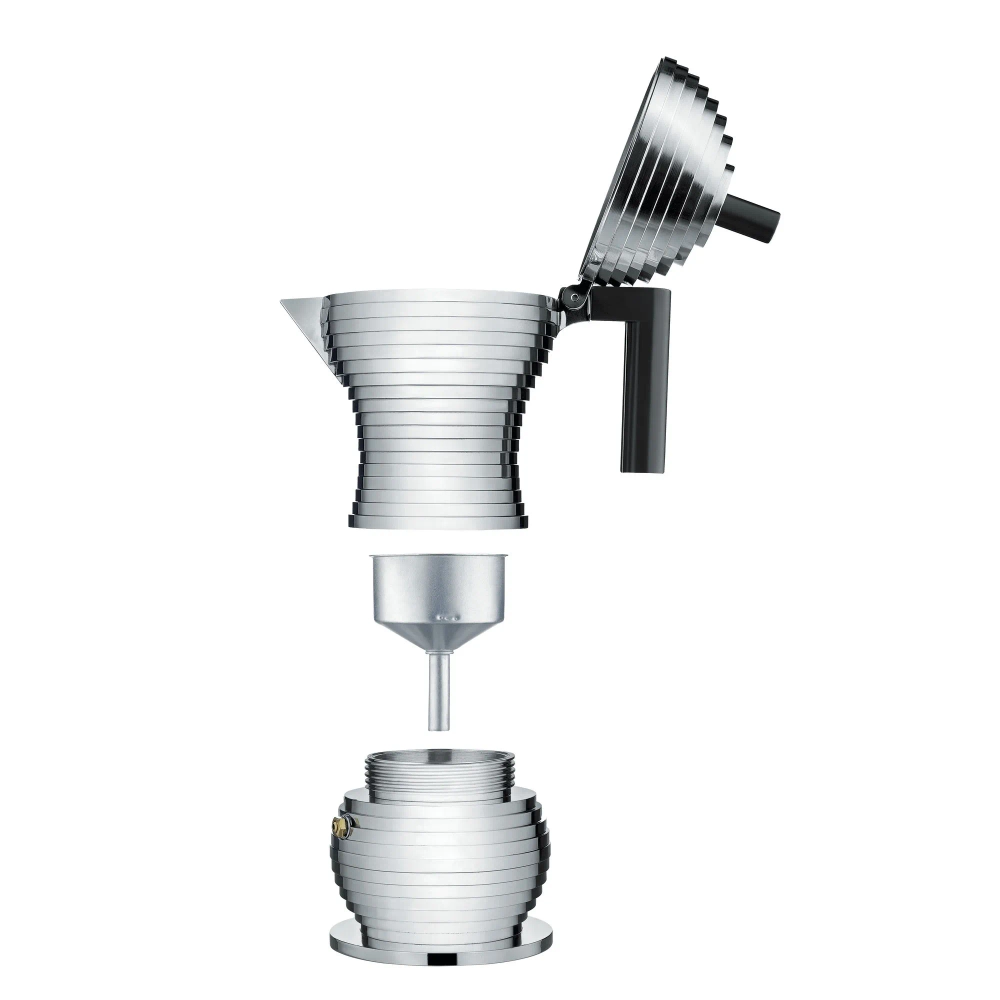 Alessi Алюминиевая турка кофеварка Pulcina на 6 чашек. черная ручка MDL02/6 B