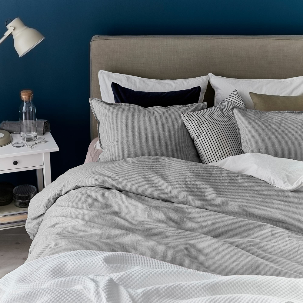 Комплект постельного белья IKEA BERGPALM (БЕРГПАЛМ), Двуспальный, Серый, 240x220, 50x80 см