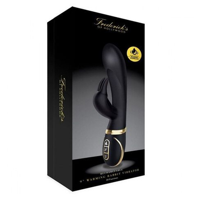 Черный вибратор-кролик с эффектом нагрева Warming Rabbit Vibrator (Цвет: черный)