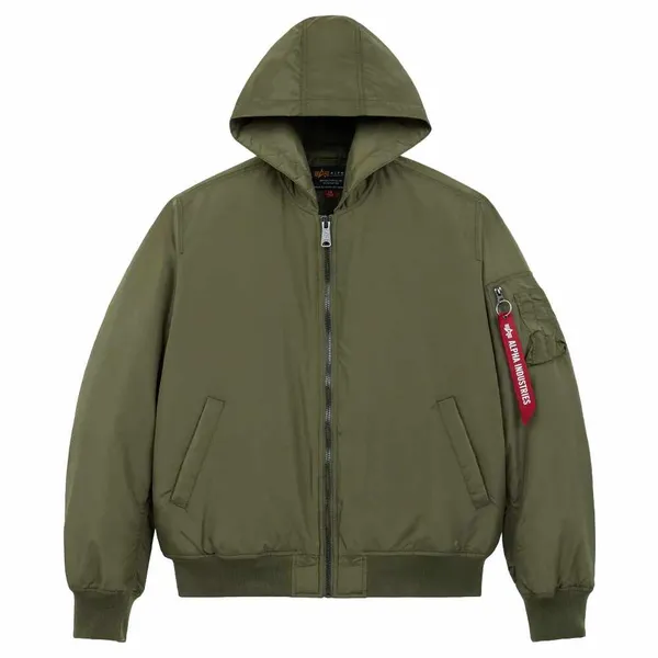Куртка утепленная мужская ALPHA INDUSTRIES MA-1 HOODED RELAXED FIT FLIGHT JACKET (OXFORD LOGO)