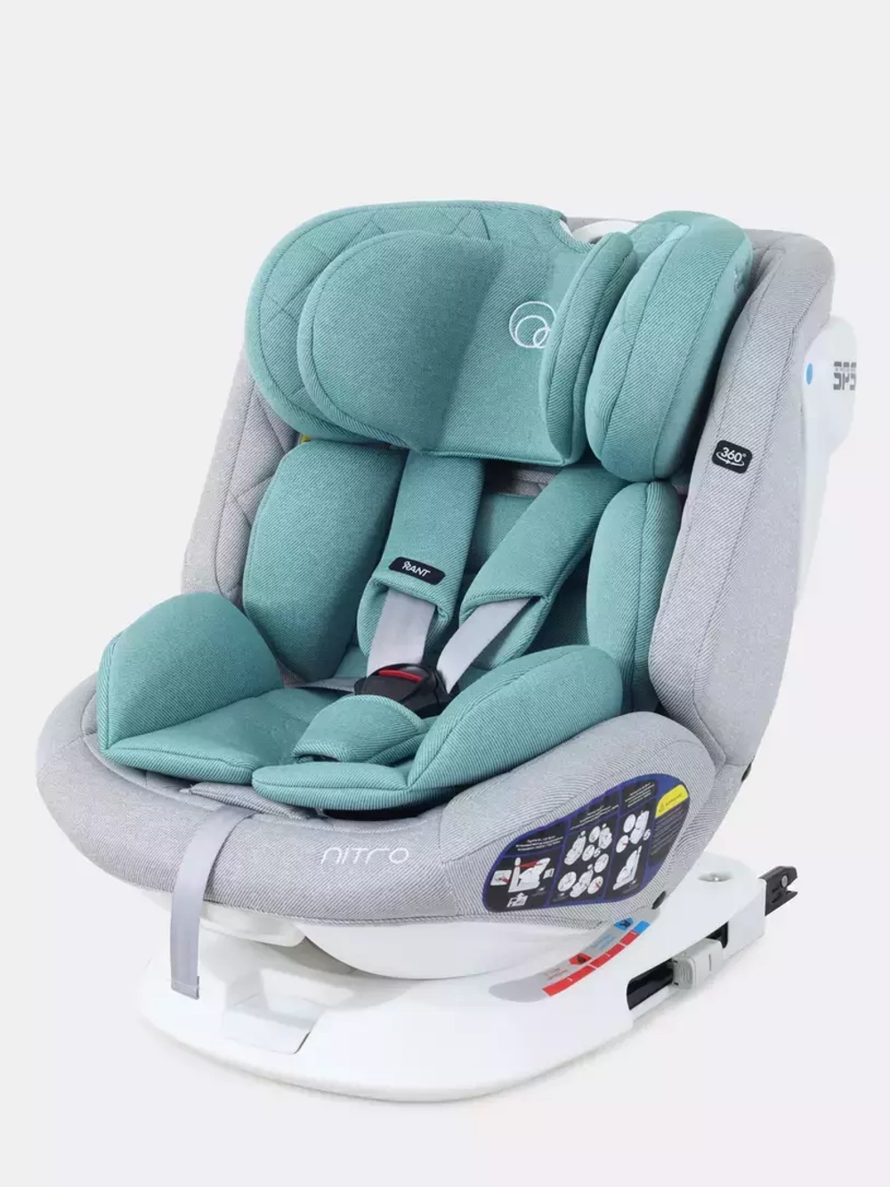Автокресло RANT UB619 "NITRO" isofix Grey/Mint группа 0+-1-2-3  (0-36 кг)
