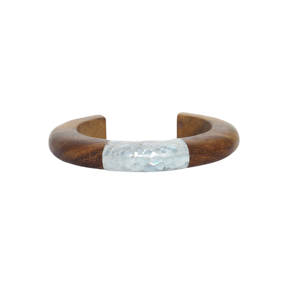 Браслет Nature Bijoux, Okawa, кафф из дерева роблес с перламутром, NB26.1-13-44481 (коричневый)