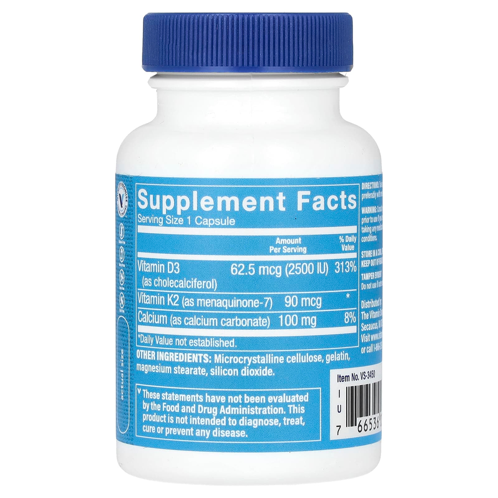 The Vitamin Shoppe, витамины D3 и К2, 60 капсул
