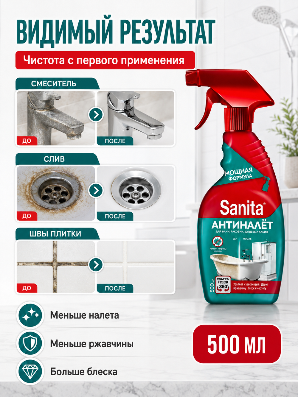 Чистящее средство антиналет и антиржавчина Sanita 500мл