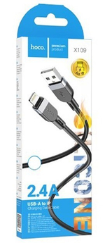 Usb Кабель-зарядка Lightning Hoco X109 2.4A 1м силиконовый черный